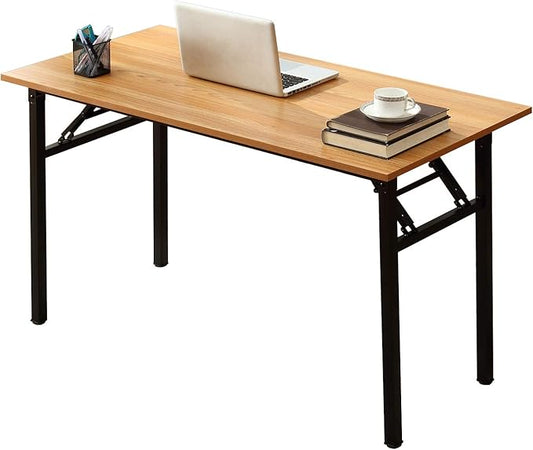 Folding Desk, 54.3 inch No Assembly Folding Desks for Small Spaces, Sturdy Foldable Computer Desk, Functional Home Office Desks, Study Writing Desk Office Table Workstation for Home Office Outdoor