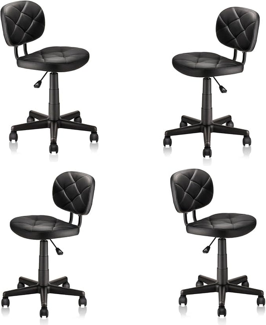 Rolling Stool Chair with PU Leather Backrest and Adjustable Height for Computer Home Standing Desk 4 Pack