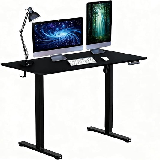 Electric Standing Desk 48 x 24 Inches - Height Adjustable Sit Stand Desk with Black Top & Black Frame, Home Office Desk for Work/Gaming, Quiet Motor, Memory Presets, Black
