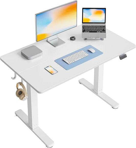 FEZIBO Electric Standing Desk Height Adjustable, 40 x 24 Inches Sit Stand up Desk, Home Office Computer Desk Rising Memory Presets (White)