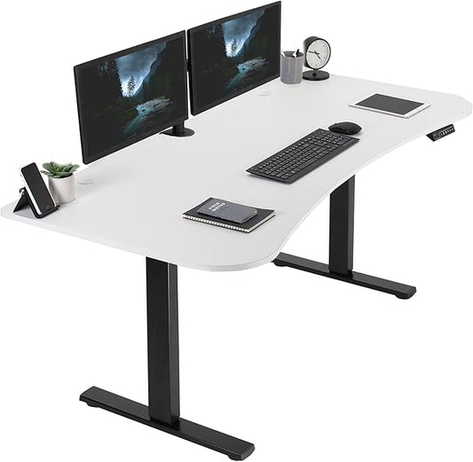 VIVO Electric 63 x 32 in Standing Desk, Memory Height Adjustment, 1B Series, White Top Black Frame, DESK-KIT-1B1W