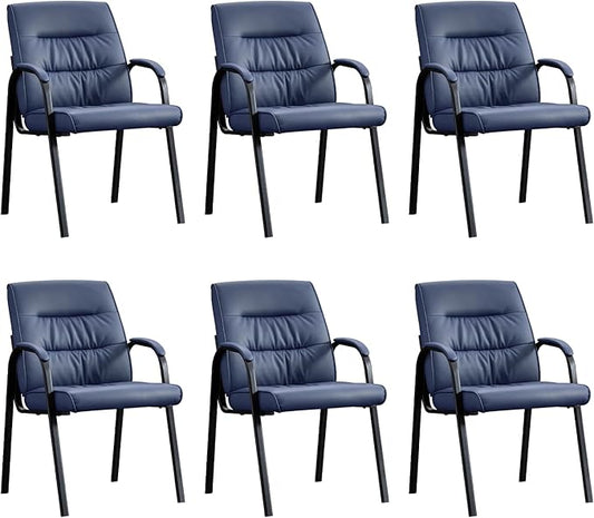 Office Guest Reception Chair Set of 6, Conference Room Chairs Waiting Room Chairs 6 Pack, Modern Leather Office Desk Chair No Wheels.