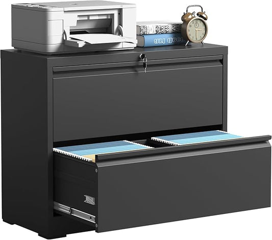 Lateral File Cabinets 2 Drawer,Metal Lateral Filing Cabinet for Home Office,Wide Steel Storage Cabinet Commercial Drawer for Legal/Letter/A4 Size Files Assembly Required