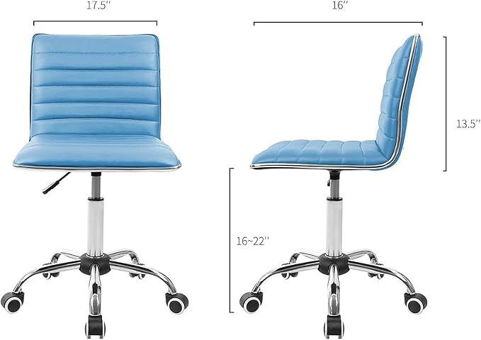 JUMMICO Office Chair Mid Back Task Chair Adjustable Home Computer Executive Desk Chair with 360° Swivel (Light Blue)