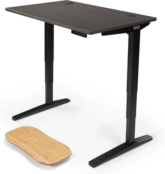 UPLIFTDESK V2 2-Leg Ash Gray Laminate Wood Standing Desk – Adjustable Height, Advanced 1-Touch Memory Keypad, Under Desk Cable Management, Wire Grommets & Rocker Board (Black C-Frame, 48 x 30 inch)
