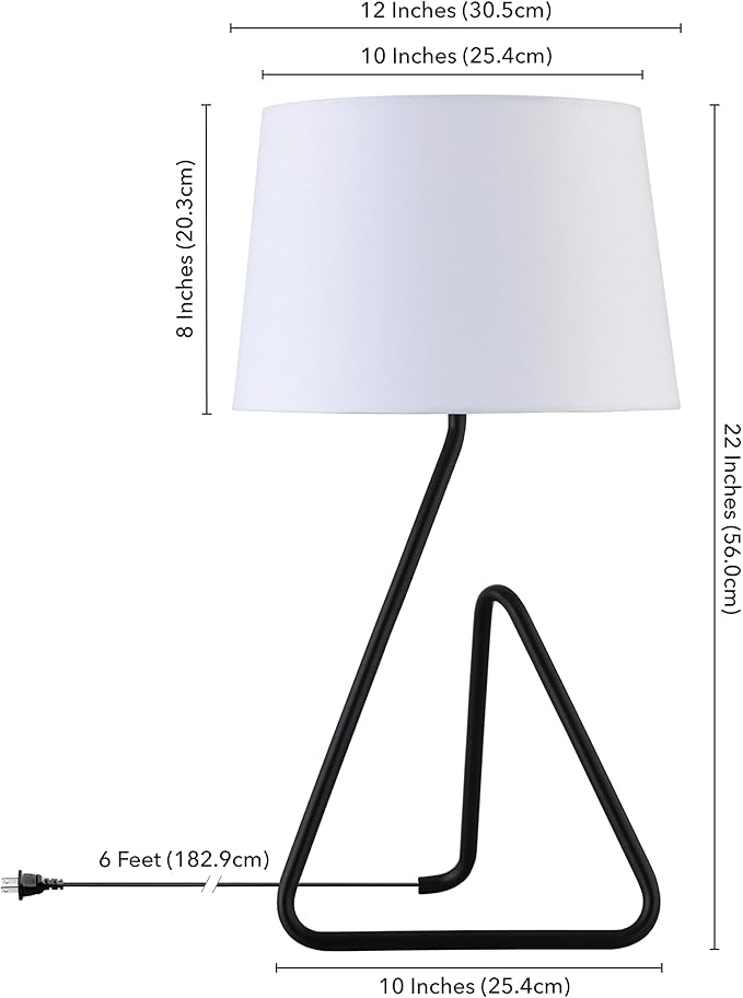 Henn&Hart 22" Metal Table Lamp with Fabric Shade in Blackened Bronze, for Home, Living Room, Bedroom, Entertainment Room, Office, Kitchen, Dining