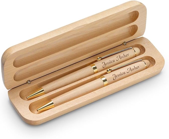 Executive Gift Shoppe | Personalized Ballpoint Pen and Mechanical Pencil Set in Maple Wood with Custom Engraving