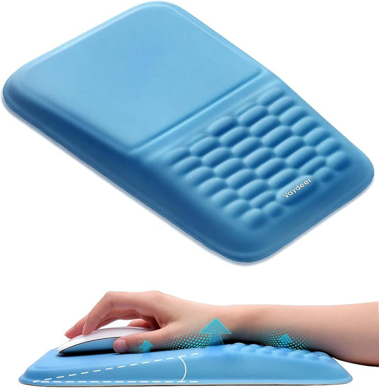 Vaydeer Ergonomic Mouse Pad with Wrist Support – Memory Foam Mousepad with Massage Bulge & Non-Slip PU Base, Relieves Carpal Tunnel Pain, Ideal for Computer, Laptop, Office & Home (11.7×7.6 in, Blue)