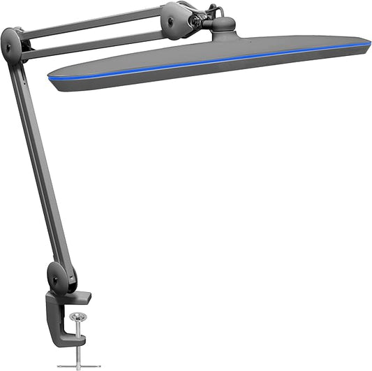 Neatfi XL 2,200 Lumens LED Task Lamp, 24W, 117 SMD LEDs, 23-Inch Ultra-Wide, 4 Brightness Levels, 3 Light Modes, Dimmable, Eye-Caring, Glare-Free (CCT with Clamp, Silver)