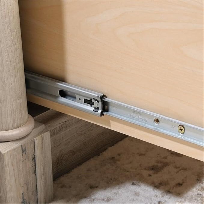 Pemberly Row 65" x 69" Contemporary Engineered Wood L-Shaped Desk with Storage, Drawers, Flip-Down Panel, Grommet Holes, for Home Office/Workspace, in Split Oak Finish