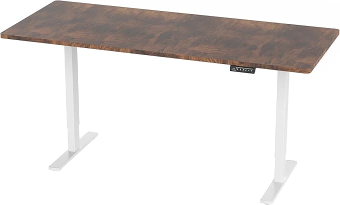 VIVO Electric 71 x 30 in Rustic Standing Desk, Memory Height Adjustment, 1B Series, Vintage Brown Top White Frame, DESK-KIT-1W7N