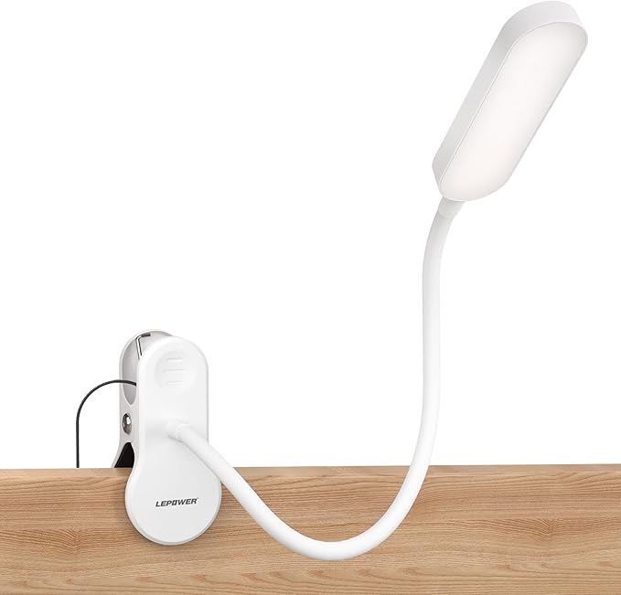 LEPOWER Clip on Light, 60 LED Reading Lights for Books in Bed, with 25+ Lighting Options, 3 Timer, Night Light Function, Eye-Caring Book Light for Reading in Bed, Headboard, Bedroom, White