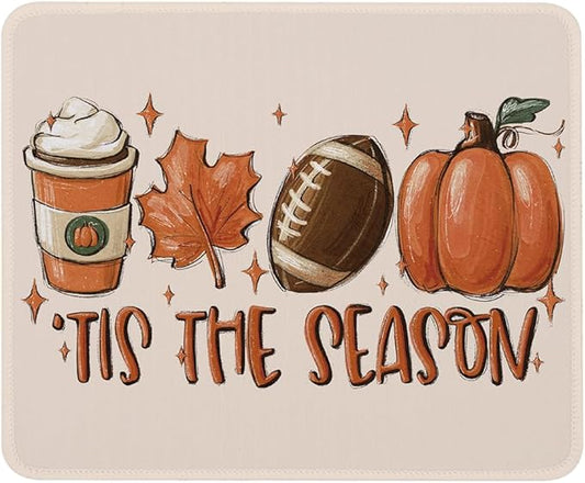 Tis The Season Fall Mouse Pad 8 x 9.5 inches, Fall Pumpkin Mouse Mat for Wireless Mouses Computer Laptop, Autumn Mousepad Decor for Office Desk(Mouse 2501)