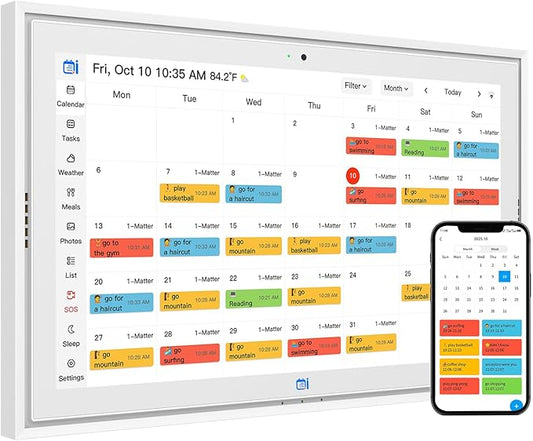 15.6 inch Smart Digital Calendar Wall Planner & Chore Chart, IPS Touchscreen Interactive Display, Smart Family Schedules, Digital Picture Frame for Seamless Scheduling, Gift for Woman, man