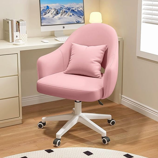 Home Office Chair Velvet Vanity Chairs Cute Makeup Desk Chair with Wheels Mid Back Computer Chairs Height Adjustable Small Swivel Rolling Task Chair