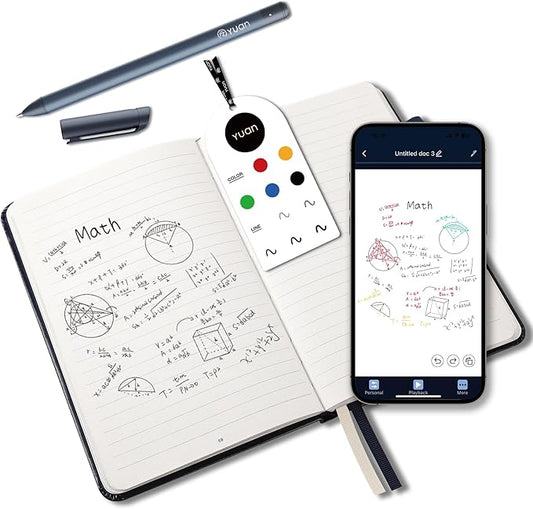 Smart Pen with Real Paper Notebook, Digital Pen for Note Taking, Smart Writing Set, Real-time Sync for Digitizing, Smart Notebook, 5 X 8inch, Navy, Storing,Sharing Paper Notes via APP for Android/IOS