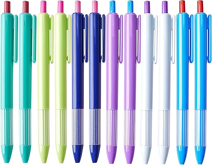 12pcs 1.0mm Blue Ink Pens, Smooth Writing Ballpoint & Semi Gel Pens, Soft Silicone Grip Gel Ink Pens, Office School Supplies, Desk Accessories, Personalized Gifts for Men, Dozen Box