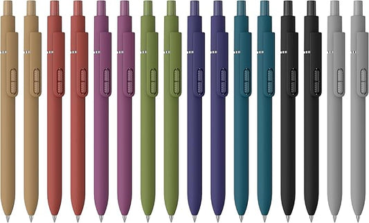 16 Pack Black Pens - 1.0mm Medium Point Ballpoint Pens | Smooth Writing Retractable Black Ink Pen for Nurses, Women, Adults, School, Office (Vintage-16pcs)