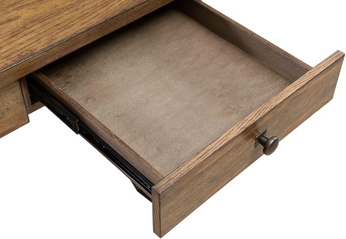 Liberty Furniture Carolina Park Writing Desk with Keyboard Tray for Home Office- Amber Brown Oak Wood