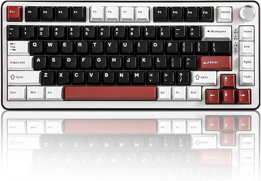 YUNZII B75 PRO Wireless Mechanical Keyboard,75% Layout with Knob,Hot Swap Gasket Custom Structure,Creamy Pre-lubed Switches,RGB Backlit,Bluetooth/Type-C/2.4G for Win/Mac(Cocoa Cream V2 Switch,Black)