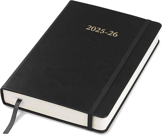 Wykeham's Executive 2025-26 Daily Journal Planner – Customization Available – Mid-Year Academic Diary (Black, 8.5"×5.5")
