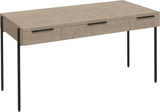 Hekman Furniture Table Desk - Modern Office Desk with 3 Drawers Drop Front Keyboard Storage Solid Wood Finish Industrial Design for Home Office Executive Desk with Drawers