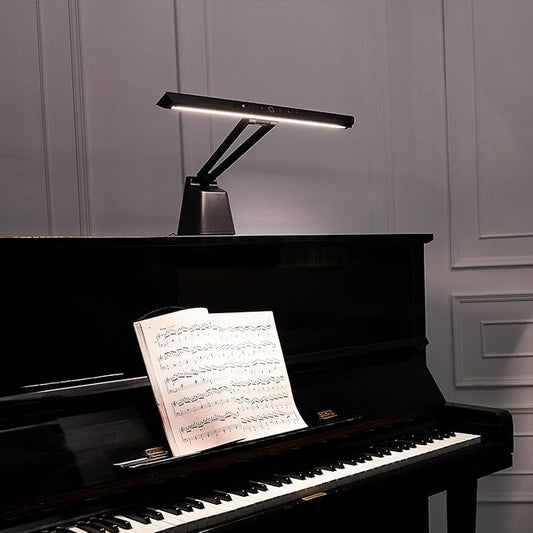 Professional LED Piano Lights for Upright Piano - Piano Lamps with Ambient Light, Memory Function, Eye-Care, 5 Levels Color Temperatures, 5 Levels Dimming, Steady Base, Black(Updated Version)