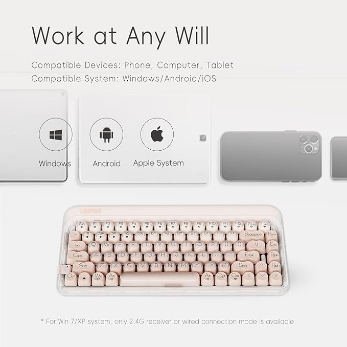 LOFREE DOT Foundation Mechanical Keyboard, 75% Rechargeable Hot-swappable Keyboards with 3 Types Connection for Windows, Mac OS/Pink GATERON Baby Racoon Switches