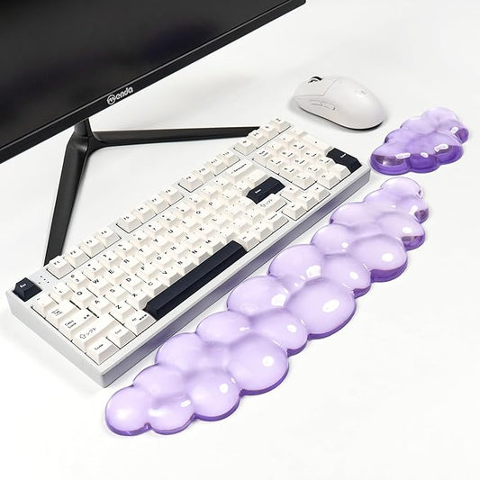 Purple Cloud Wrist Rest Set, Gel Wrist Rest for Keyboard and Mouse, Wrist Rest for Computer Keyboard 60%/68%/75%,Comfort & Support for Typing and Gaming