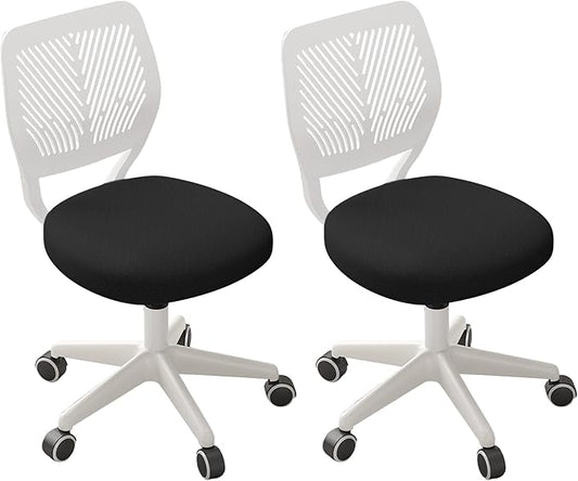 Armless Desk Chair, Height Adjustable Swivel Office Rolling Task Chairs with Soft Mesh Padded Cushion, Ergonomic Small Study Computer Chair for Girls Boys Teens (Black White, 2PCS)