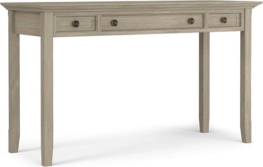 SIMPLIHOME Amherst Desk - 54-Inch Wide Solid Wood Writing Desk in Distressed Grey, Transitional Home Office Computer Table for Workspace or Study with 2 Drawers and Flip-Down Keyboard Tray