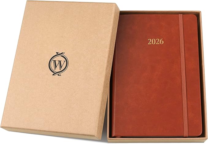 Wykeham's Executive 2026 Daily Journal Planner – US Public Holidays & Format – Customization Available (Brown, 8.5"×5.5")