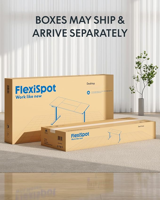 FLEXISPOT 79 x 32 Inch Large Standing Desk, Stand Up Desk with Splice Board, Rising Desks for Home Office, Office Desk with Cup Holder and Headphone Hook (White Frame + White Top, 2 Packages)