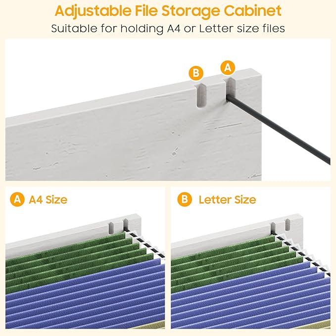 Vabches Farmhouse Executive Desk with Drawers, Home Office Desk with Storage Cabinet and File Drawer, Wood Computer Desk with Storage, Rustic Office Desk for Work Study Writing, Brown White