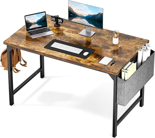 Sweetcrispy Computer Office Desk 48 Inch Kids Student Study Writing Work with Storage Bag & Headphone Hooks Modern Simple Home Bedroom PC Table