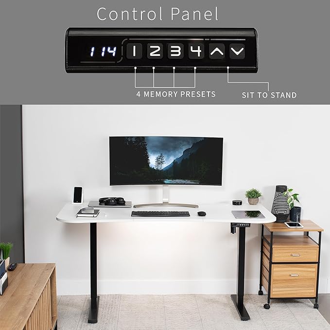 VIVO Electric 63 x 32 in Standing Desk, Memory Height Adjustment, 1B Series, White Top Black Frame, DESK-KIT-1B1W