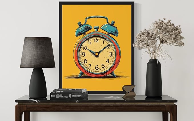 Pop Art Poster Print, Vintage Retro Wall Art Decor Paintings Classic Artwork for Bedroom Living Room Decorations. 43 (Alarm Clock, 11 x 14 inches, Unframed)