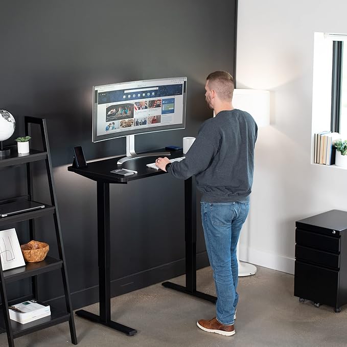 VIVO Electric 43 x 24 in Standing Desk, Memory Height Adjustment, 1B Series, One-Piece Black Top, Black Frame, DESK-KIT-1B4B