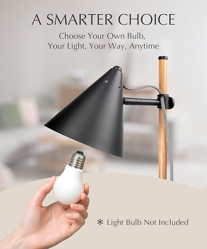 HarvestLand Noah Black Desk Lamp – Adjustable Table Lamp, Industrial Table Lamp with Solid Base for Living Room, Bedside Table, Home Office and Bedside Reading, Black Desk Lamp, Architect lamp