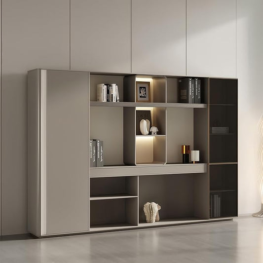 L Shaped Executive Desk, 78.7 inch Large Executive Computer Desk Set Drawers and Lockable, Power Socket and USB Port Storage, Without Display Racks and Bookshelves (Filing Cabinet)