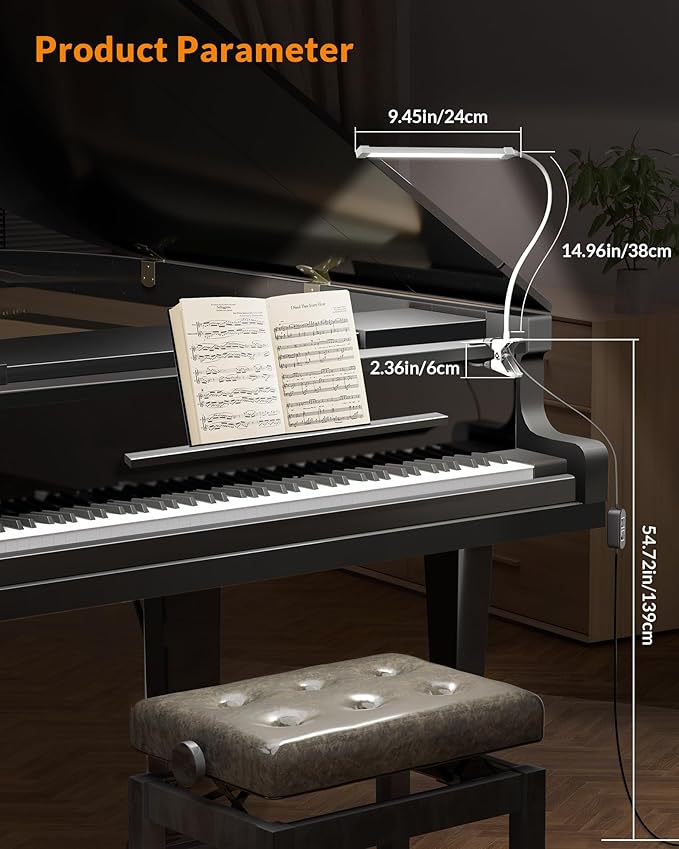 LEPOWER Led Clip on Light, 5W Reading Lights for Books in Bed with Gooseneck, Adjustable Color Temperature Clip Lamp, Ideal for Bedtime Reading and Piano Light, Metal, White