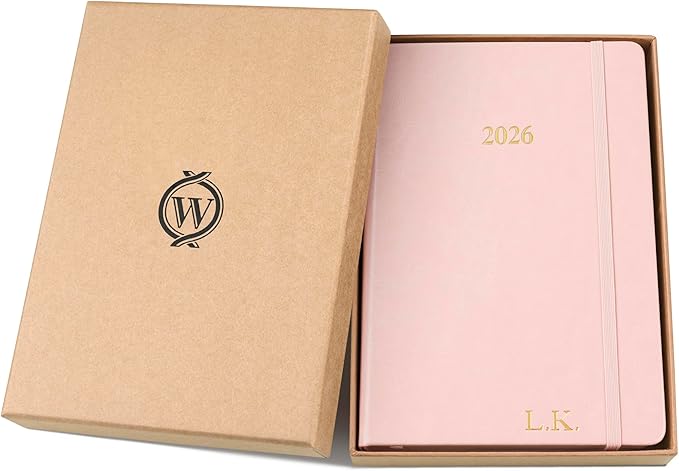 Wykeham's Executive 2026 Daily Journal Planner – US Public Holidays & Format – Customization Available (Personalized Rose, 8.5"×5.5")
