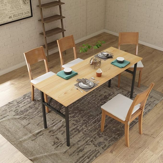 Need Home Office Desk - 62 Inches Large Computer Desk Sturdy Black Table Foldable Desk Gaming Computer Table No Assembly Required Teak AC5BB(157.5 * 60)