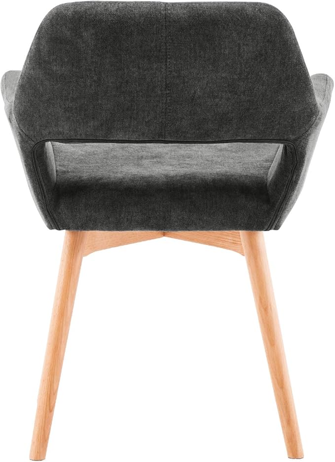 Mid Century Modern Dining Chairs Set of 4 & 2 & 6 Comfy Accent Chair Upholstered Fabric Kitchen Dining Living Room Chairs for Bedrooms Waiting Room Home Arm Desk Chair No Wheels (Charcoal, 4)