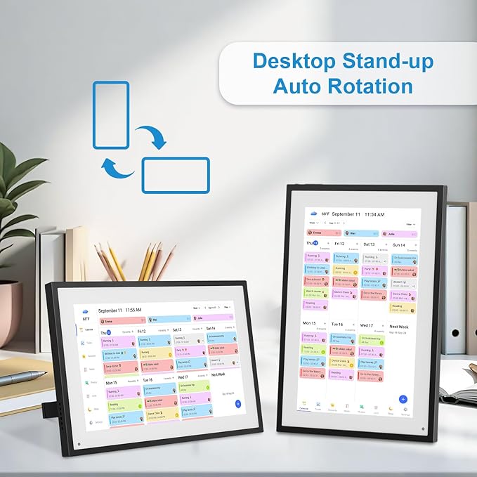 10.1 Inch Digital Calendar+Digital Picture Frame, 2025-2026 Desk Calendar Smart WiFi Planner&Chore Chart, IPS HD Interactive Touchscreen Display Gifts for Women Men, Christmas Gifts for Mom Dad