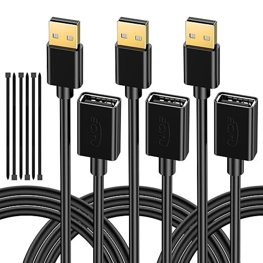 USB Extender Cord 7FT(3 Pack), USB 2.0 Extension Cable, USB A Male to Female, Compatible for USB Flash Drive, Hard Drive, Card Reader, Webcam, Printer, Keyboard, Mouse, Playstation, Xbox, VR Headset