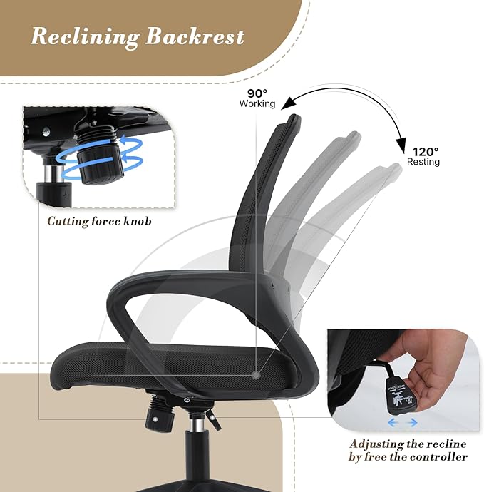 Athena Collection Computer Office Chair Set of 2, Ergonomic Desk Chair with Rolling Wheels, Mesh Back Support and Height Adjustable, Small and Comfy for Home Office, Study, Black
