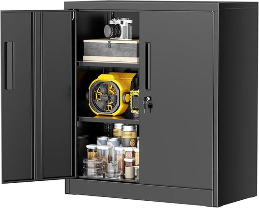 Greenvelly Metal Cabinet, 36" Locking Storage File Cabinet with Doors and Shelves for Office,Home,Gym,School,Kitchen(Black)