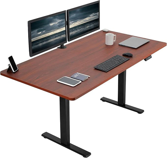 VIVO Electric 71 x 36 in Standing Desk, Memory Height Adjustment, 1B Series, Dark Walnut Top Black Frame, DESK-KIT-1B7D-36