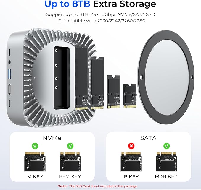 RayCue All-in-One Dock for Mac mini M4 with Smart Displays, NVMe/SATA SSD Enclosure, 4K60Hz HDMI, 10G USB-A/C, 5G USB-A*2, USB-C Charging, SD/TF, Audio – Mac mini M4 HUB &Docking Station(2024)